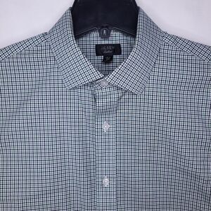 J Crew Ludlow Shirt Mens 15.5 Gingham Green, Navy Classic Fit